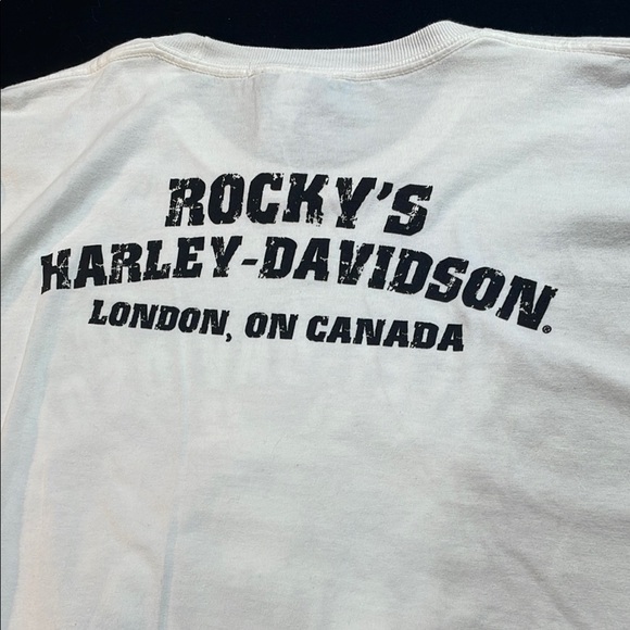 Harley-Davidson White Long Sleeve Tee, Rocky’s H-D London Ontario Canada NWT - Picture 2 of 11